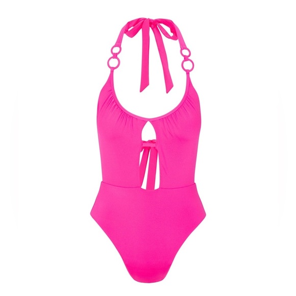 Trina Turk One Piece Swimsuit Monaco Ring Color Rose Size 10 - Picture 2 of 14